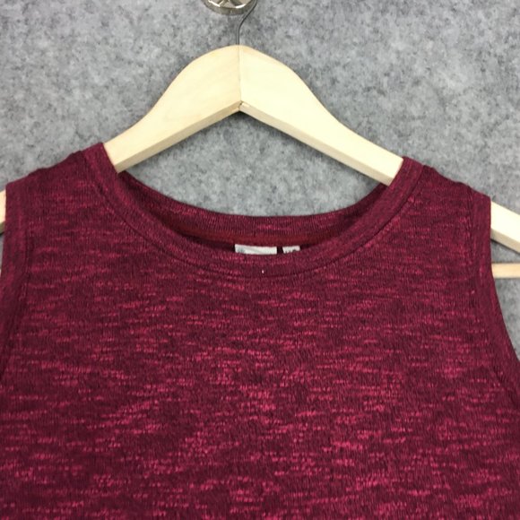 Mudd Tank Top Girls 12 Red Berry Sleeveless Heathered Slub Knit Round Neck Curve - Picture 4 of 11